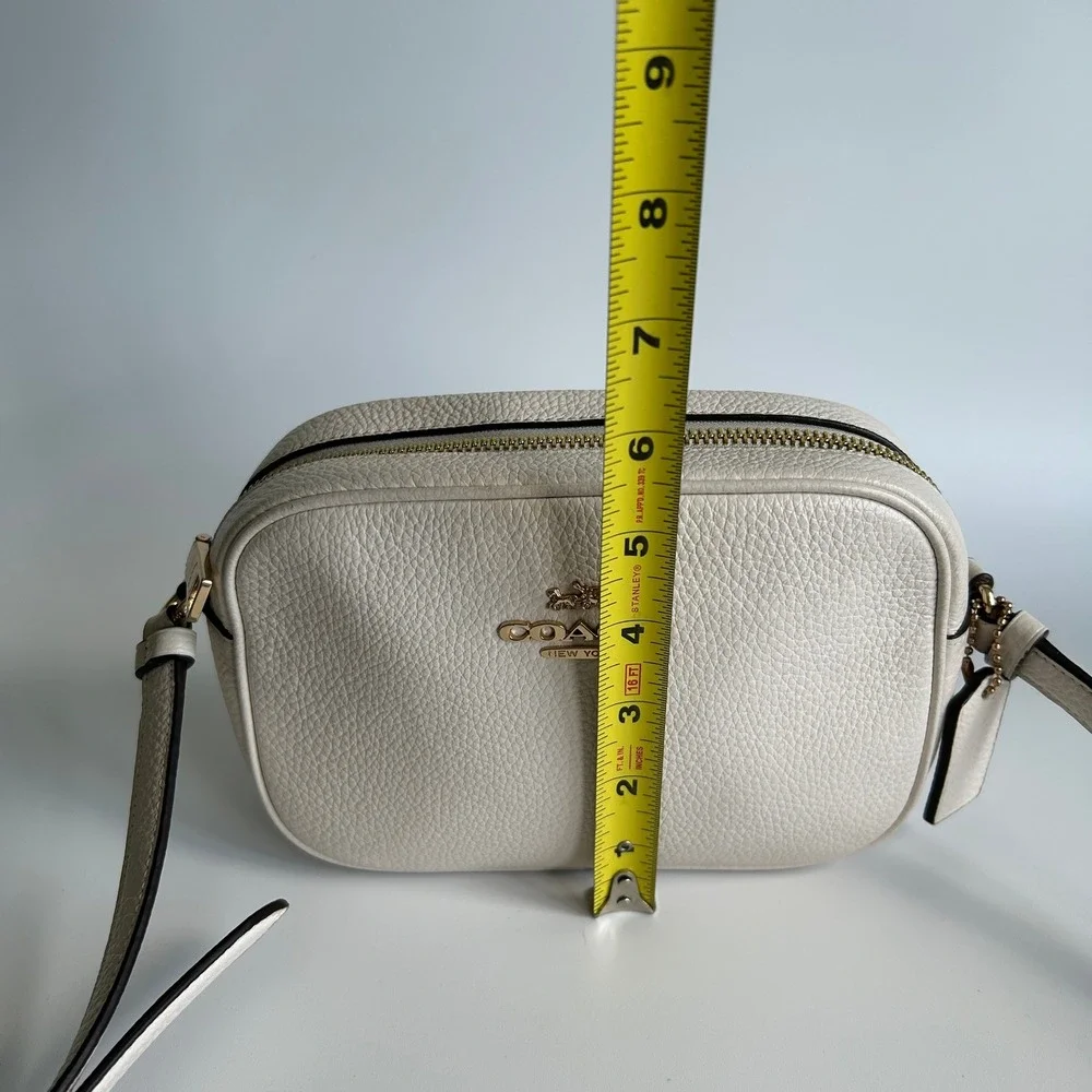 Coach Mini Camera Bag Chalk White Pebbled Leather Crossbody GOOD